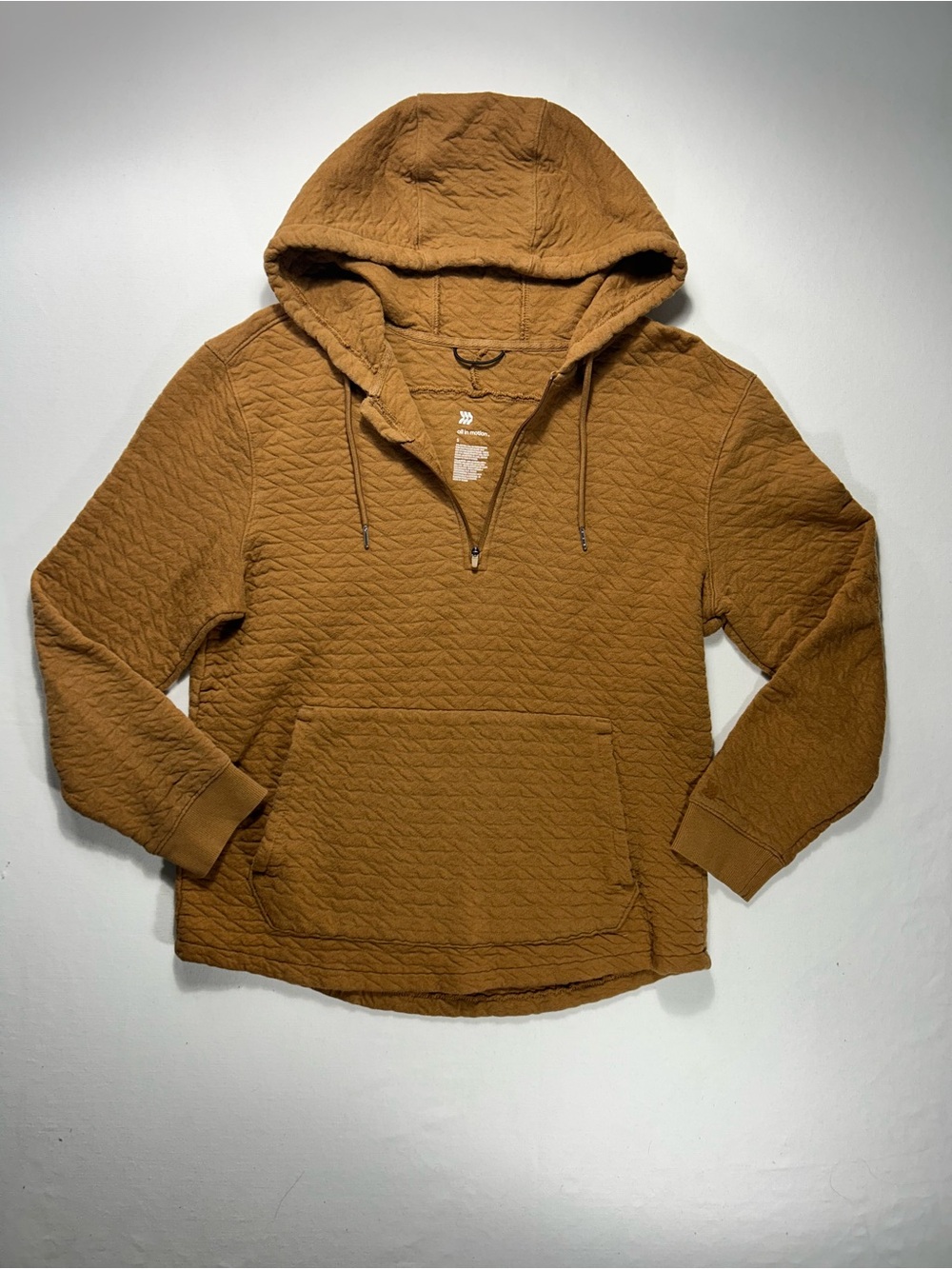 Quilted Hooded Pullover in Caramel Brown - All in motion - small